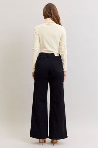 Judy Blue High Waist Retro Wide Leg Black Denim Jeans 881057