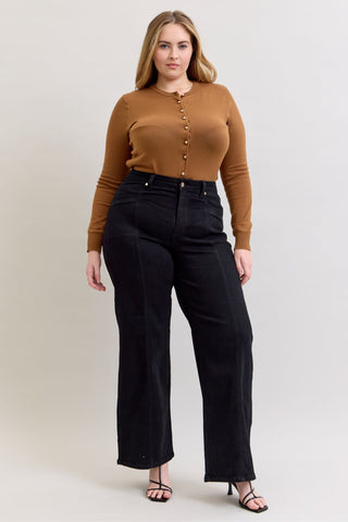 Judy Blue High Waist Retro Wide Leg Black Denim Jeans 881057