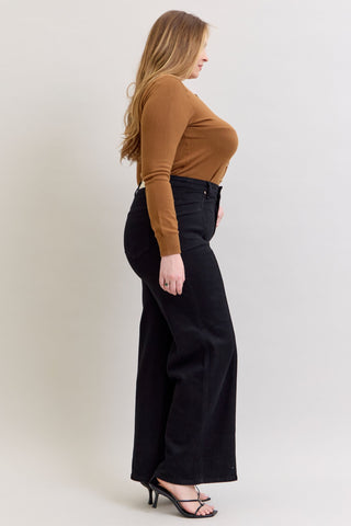 Judy Blue High Waist Retro Wide Leg Black Denim Jeans 881057