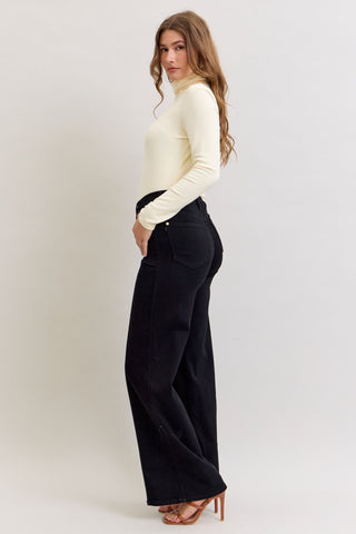 Judy Blue High Waist Retro Wide Leg Black Denim Jeans 881057