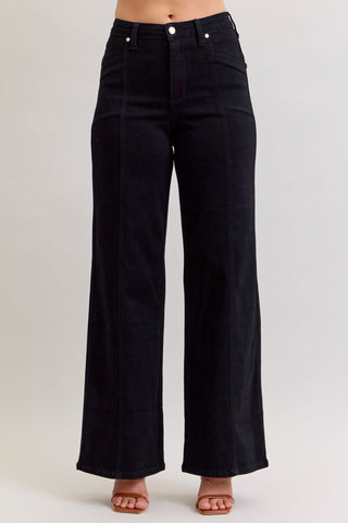 Judy Blue High Waist Retro Wide Leg Black Denim Jeans 881057