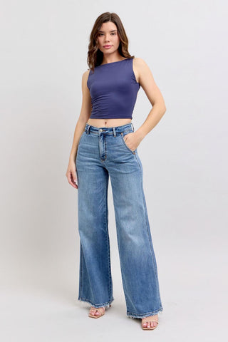 Judy Blue High Waist Retro Wide Leg Denim Jeans 82648