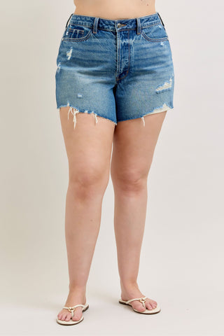 Judy Blue High Waist Rigid Magic Button Fly Cut Off Denim Short 150379