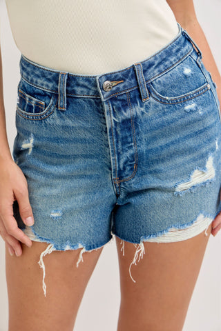 Judy Blue High Waist Rigid Magic Button Fly Cut Off Denim Short 150379