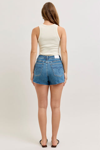 Judy Blue High Waist Rigid Magic Button Fly Cut Off Denim Short 150379