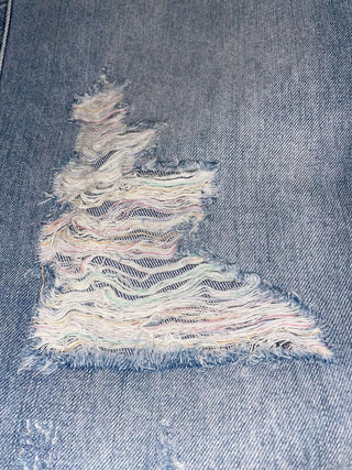 Judy Blue High Waist Rigid Magic Destroy 90's Rainbow Thread Straight Jeans 88671