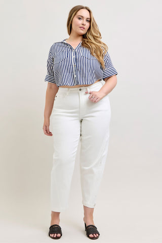 Judy Blue High Waist Rigid Magic White Barrel Denim Jeans 881155