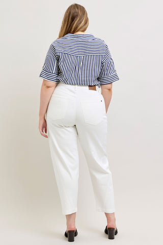 Judy Blue High Waist Rigid Magic White Barrel Denim Jeans 881155