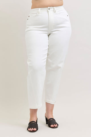 Judy Blue High Waist Rigid Magic White Barrel Denim Jeans 881155