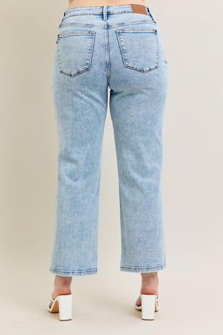 Judy Blue High Waist Stone Wash Straight Denim Jeans 82653