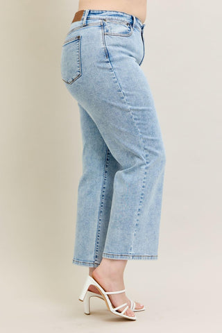 Judy Blue High Waist Stone Wash Straight Denim Jeans 82653
