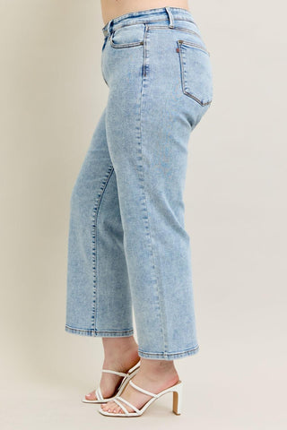 Judy Blue High Waist Stone Wash Straight Denim Jeans 82653