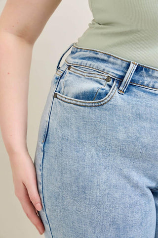 Judy Blue High Waist Stone Wash Straight Denim Jeans 82653