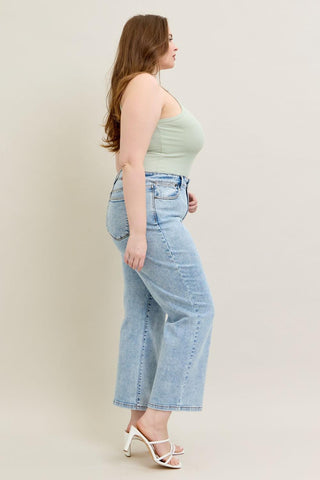 Judy Blue High Waist Stone Wash Straight Denim Jeans 82653