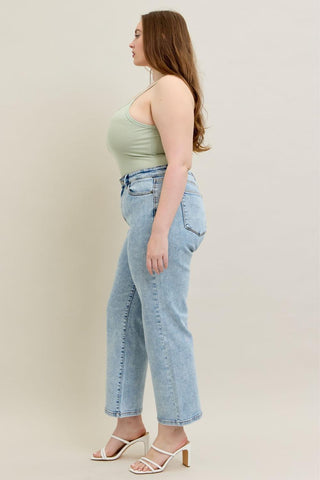 Judy Blue High Waist Stone Wash Straight Denim Jeans 82653