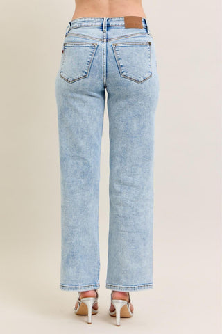 Judy Blue High Waist Stone Wash Straight Denim Jeans 82653