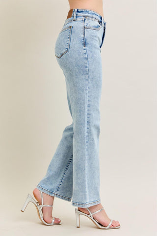 Judy Blue High Waist Stone Wash Straight Denim Jeans 82653