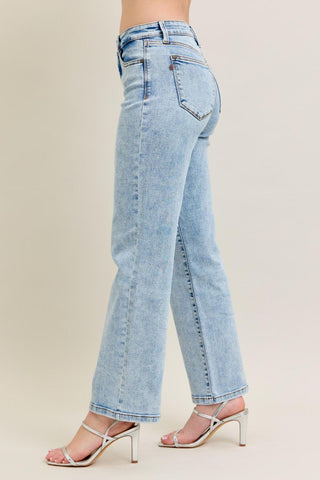 Judy Blue High Waist Stone Wash Straight Denim Jeans 82653