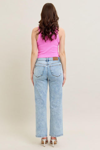 Judy Blue High Waist Stone Wash Straight Denim Jeans 82653
