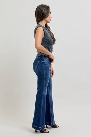 Judy Blue High Waist Trouser Flare Denim Jeans 82637 - Petite