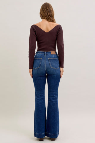 Judy Blue High Waist Trouser Flare Denim Jeans 82677