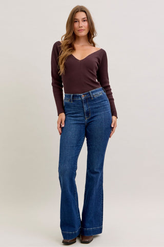 Judy Blue High Waist Trouser Flare Denim Jeans 82677