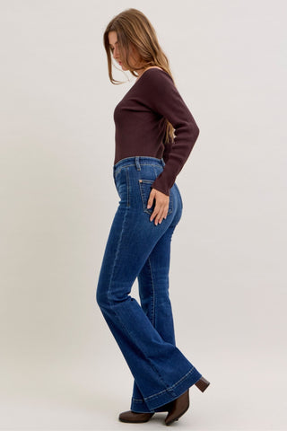 Judy Blue High Waist Trouser Flare Denim Jeans 82677