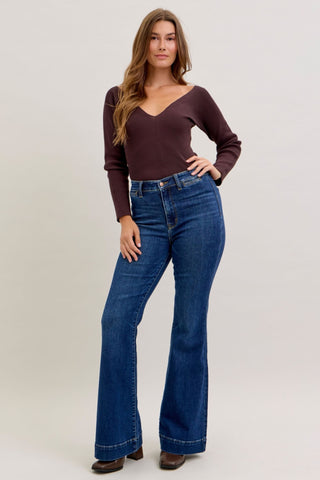 Judy Blue High Waist Trouser Flare Denim Jeans 82677