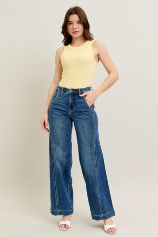 Judy Blue High Waist Trouser Wide Leg Denim Jeans 82656
