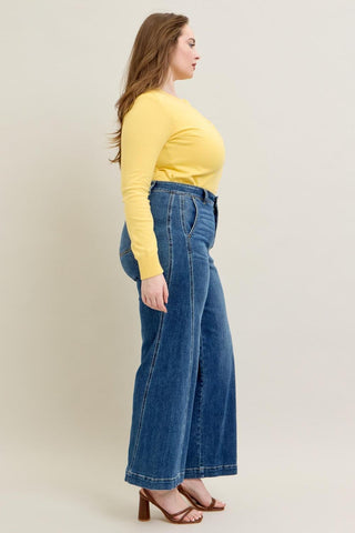 Judy Blue High Waist Trouser Wide Leg Denim Jeans 82656