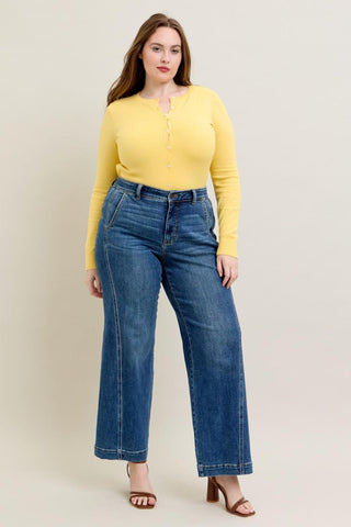 Judy Blue High Waist Trouser Wide Leg Denim Jeans 82656