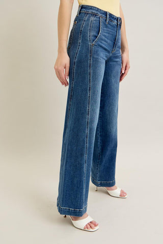 Judy Blue High Waist Trouser Wide Leg Denim Jeans 82656