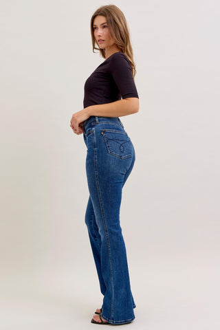 Judy Blue High Waist Tummy Control Back Pocket Embroidery Bootcut Denim Jeans 881062 - Inseam Options
