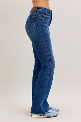 Judy Blue High Waist Tummy Control Back Pocket Embroidery Bootcut Denim Jeans 881062 - Inseam Options