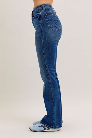 Judy Blue High Waist Tummy Control Back Pocket Embroidery Bootcut Denim Jeans 881062 - Inseam Options