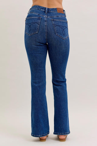 Judy Blue High Waist Tummy Control Back Pocket Embroidery Bootcut Denim Jeans 881062 - Inseam Options