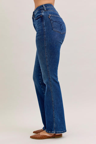 Judy Blue High Waist Tummy Control Back Pocket Embroidery Bootcut Denim Jeans 881062 - Inseam Options