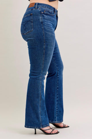 Judy Blue High Waist Tummy Control Back Pocket Embroidery Bootcut Denim Jeans 881062 - Inseam Options