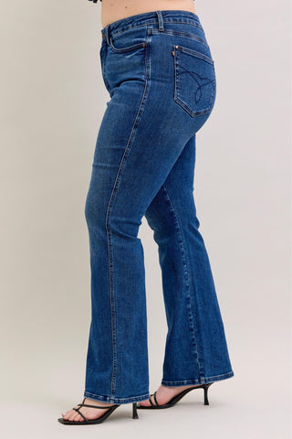 Judy Blue High Waist Tummy Control Back Pocket Embroidery Bootcut Denim Jeans 881062 - Inseam Options