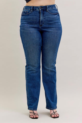 Judy Blue High Waist Tummy Control Back Pocket Embroidery Bootcut Denim Jeans 881062 - Inseam Options