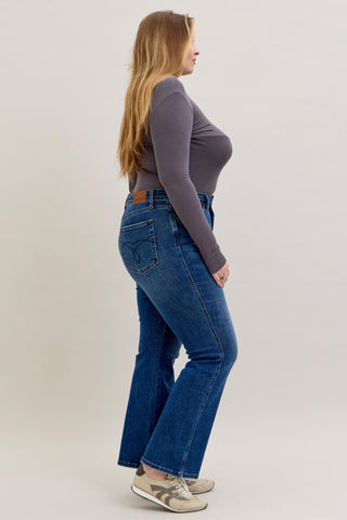 Judy Blue High Waist Tummy Control Back Pocket Embroidery Bootcut Denim Jeans 881062 - Inseam Options