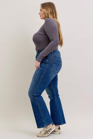 Judy Blue High Waist Tummy Control Back Pocket Embroidery Bootcut Denim Jeans 881062 - Inseam Options