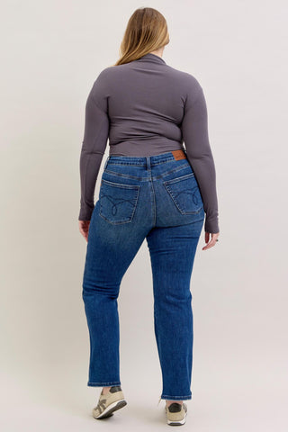 Judy Blue High Waist Tummy Control Back Pocket Embroidery Bootcut Denim Jeans 881062 - Inseam Options
