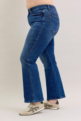 Judy Blue High Waist Tummy Control Back Pocket Embroidery Bootcut Denim Jeans 881062 - Inseam Options