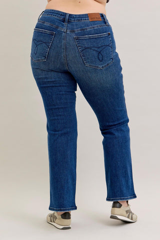 Judy Blue High Waist Tummy Control Back Pocket Embroidery Bootcut Denim Jeans 881062 - Inseam Options