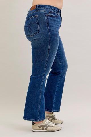Judy Blue High Waist Tummy Control Back Pocket Embroidery Bootcut Denim Jeans 881062 - Inseam Options