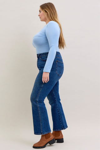 Judy Blue High Waist Tummy Control Back Pocket Embroidery Bootcut Denim Jeans 881062 - Inseam Options