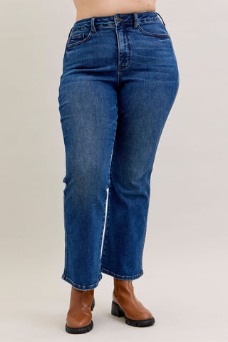 Judy Blue High Waist Tummy Control Back Pocket Embroidery Bootcut Denim Jeans 881062 - Inseam Options