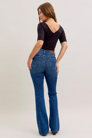 Judy Blue High Waist Tummy Control Back Pocket Embroidery Bootcut Denim Jeans 881062 - Inseam Options
