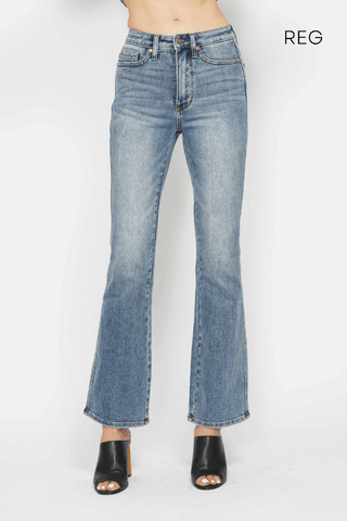 Judy Blue High Waist Tummy Control Back Pocket Embroidery Bootcut Denim Jeans 88783 - 3 Inseam Options